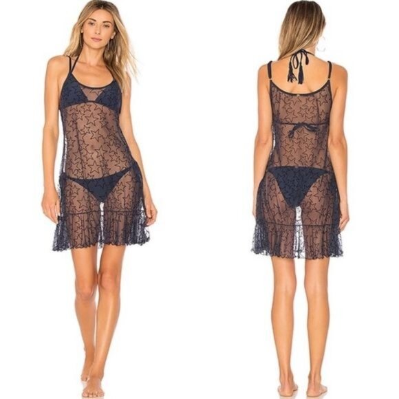 Pilyq Starry Dress in Starlight Swim Coverup Size M/L Navy Blue Medium Large - Picture 10 of 10